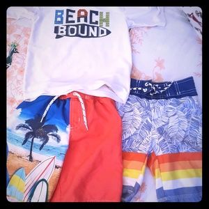 4T , TWO swim shorts and 1 swim shirt